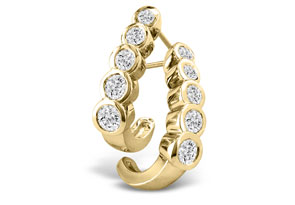 3/4 Carat Bezel Set Journey Diamond Hoop Earrings In 14k Yellow Gold (6 G), G/H By Hansa