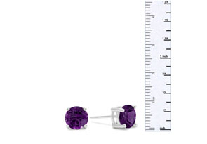 2 Carat Round Purple Amethyst Earrings In Sterling Silver By SuperJeweler