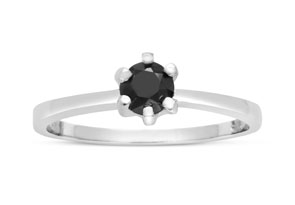 1/2 Carat Black Diamond Ring In Sterling Silver By Hansa