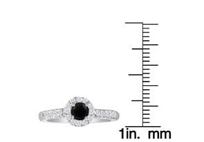 1 3/4 Carat Black Round Diamond Halo Engagement Ring In 14k White Gold (H-I, SI2-I1) By Hansa