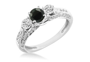 Hansa 2 1/4 Carat Black Diamond Round Engagement Ring In 14k White Gold (H-I, SI2-I1)