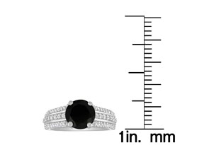 Hansa 1 1/3 Carat Black Diamond Round Engagement Ring In 14k White Gold (H-I, SI2-I1)
