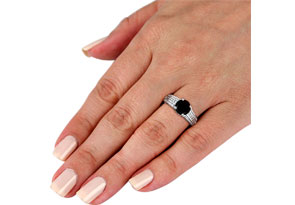1 1/3 Carat Black Diamond Round Engagement Ring In 14k White Gold (, SI2-I1) By SuperJeweler