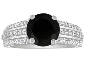 2 Carat Black Diamond Round Engagement Ring In 14k White Gold, ,  By SuperJeweler