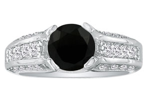 1 1/3 Carat Black Diamond Round Engagement Ring In 14k White Gold, , By SuperJeweler By SuperJeweler