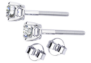 1.25 Carat Diamond Stud Earrings In Platinum (I-J, SI1-SI2) By Hansa