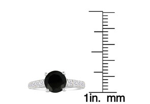 Hansa 1.5 Carat Black Diamond Round Engagement Ring In 14k White Gold (H-I, SI2-I1)