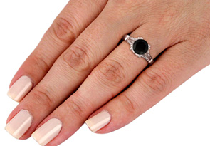 Hansa 2/3 Carat Black Diamond Round Engagement Ring In 14k White Gold (H-I, SI2-I1)