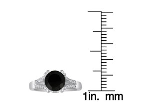 Hansa 1.25 Carat Black Diamond Round Engagement Ring In 14k White Gold (H-I, SI2-I1)