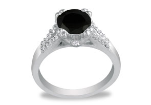 Hansa 1 3/4 Carat Black Diamond Round Engagement Ring In 14k White Gold (H-I, SI2-I1) By SuperJeweler