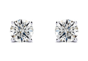 1.25 Carat Round Diamond Stud Earrings In Platinum (G-H, SI1-SI2) By Hansa