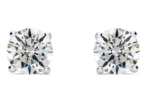 1.5 Carat Round Diamond Stud Earrings In Platinum (G-H, SI1-SI2) By Hansa