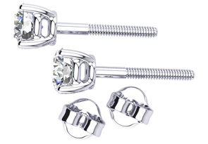 2 Carat Diamond Stud Earrings In Platinum (G-H, I1-I2) By Hansa