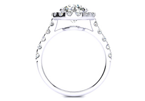 2 3/4 Carat Round Diamond Halo Engagement Ring In 14k White Gold (H-I, SI2-I1) By Hansa