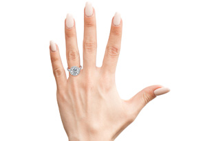 2 3/4 Carat Round Diamond Halo Engagement Ring In 14k White Gold (H-I, SI2-I1) By Hansa