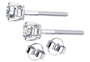 1/4 Carat Diamond Stud Earrings In Platinum (I-J, SI1-SI2) By Hansa