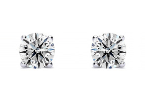1/3 Carat Colorless Diamond Stud Earrings In 14K White Gold (.8 Grams) (E-F, I2-I3) By Hansa