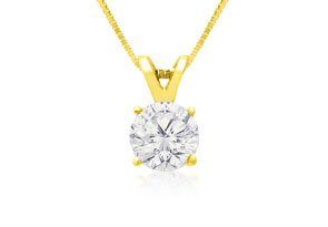 Pretty 3/4 Carat 14k Yellow Gold Diamond Pendant Necklace, , 18 Inch Chain By SuperJeweler