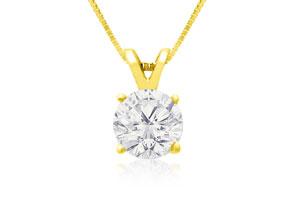1 Carat 14k Yellow Gold Diamond Pendant Necklace, 2 Stars, , 18 Inch Chain By SuperJeweler