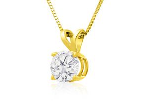 1.50 Carat 14k Yellow Gold Diamond Pendant Necklace, 2 Stars, , 18 Inch Chain By SuperJeweler