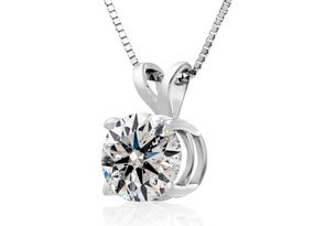 2 Carat 14k White Gold Diamond Pendant Necklace, 4 Stars, G/H, 18 Inch Chain By Hansa