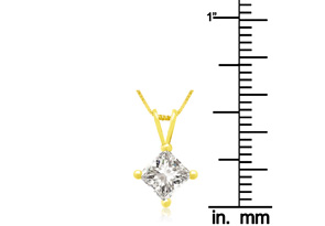 3/4 Carat 14k Yellow Gold Princess Cut Diamond Pendant Necklace, J/K, 18 Inch Chain By Hansa