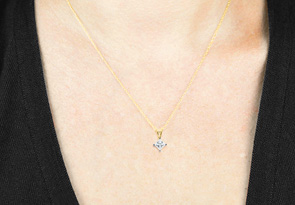 1 Carat 14k Yellow Gold Princess Cut Diamond Pendant Necklace, J/K, 18 Inch Chain By Hansa