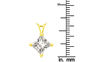 2 Carat 14k Yellow Gold Princess Cut Diamond Pendant Necklace, H/I, 18 Inch Chain By Hansa