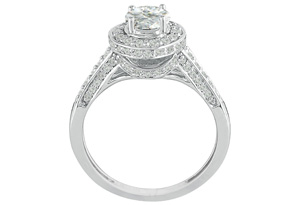 1 Carat Micropave Diamond Engagement Ring In 14k White Gold (2.8 G) (H-I, SI2-I1) By Hansa