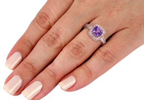 1 Carat Amethyst & Engraved Diamond Ring, I/J By SuperJeweler
