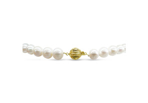 16 Inch 10mm AA Hand Knotted Pearl Necklace, 14K Yellow Gold Clasp By SuperJeweler