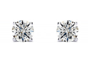 1/3 Carat Round Diamond Stud Earrings In Platinum (G-H, SI1-SI2) By Hansa