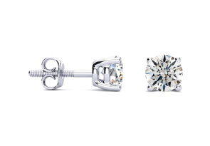 3/4 Carat Round Diamond Stud Earrings In Platinum (G-H, SI1-SI2) By Hansa