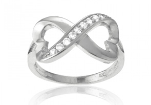 Sterling Silver Infinity Heart CZ Ring By SuperJeweler