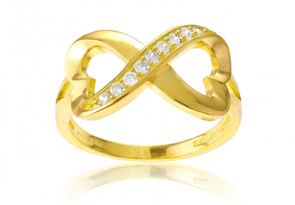 Sterling Silver Infinity Heart CZ Ring W/ Gold Overlay By SuperJeweler