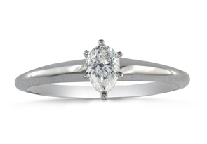 1/4 Carat Pear Shape Diamond Solitaire Ring In 14K White Gold (2.1 G) (H-I, SI2-I1) By SuperJeweler