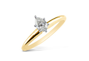 1/4 Carat Pear Shape Diamond Solitaire Ring In 14K Yellow Gold (2.1 G) (H-I, SI2-I1) By SuperJeweler