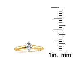 1/4 Carat Pear Shape Diamond Solitaire Ring In 14K Yellow Gold (2.1 G) (H-I, SI2-I1) By SuperJeweler