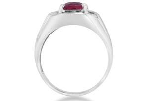 2 1/4 Carat Created Ruby & Diamond Men's Ring Crafted In Solid 14K White Gold, I/J By SuperJeweler