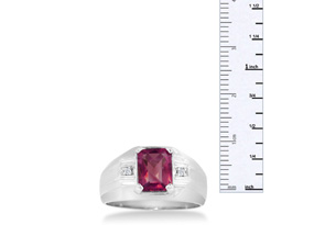 2 1/4 Carat Created Ruby & Diamond Men's Ring Crafted In Solid 14K White Gold, I/J By SuperJeweler