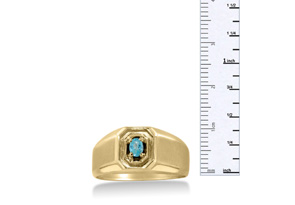 1/4 Carat Oval Blue Topaz Men's Ring Crafted In Solid 14K Yellow Gold By SuperJeweler