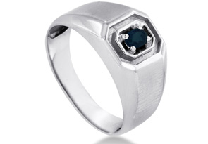 1/4 Carat Oval Created Sapphire Men's Ring Crafted In Solid 14K White Gold By SuperJeweler