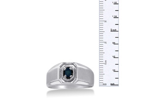 1/4 Carat Oval Created Sapphire Men's Ring Crafted In Solid 14K White Gold By SuperJeweler