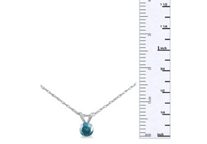 1/5 Carat Blue Diamond Pendant Necklace In Sterling Silver, 18 Inch Chain By SuperJeweler