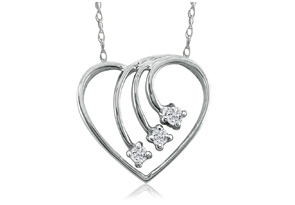 Fine Diamond Spray Heart Pendant Necklace, 14k White Gold, , 18 Inch Chain By Adoriana