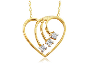 Fine Diamond Spray Heart Pendant Necklace, 14k Yellow Gold (1.8 G), H/I, 18 Inch Chain By Adoriana