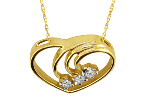 Fine Diamond Spray Heart Pendant Necklace, 14k Yellow Gold (1.8 G), H/I, 18 Inch Chain By Adoriana