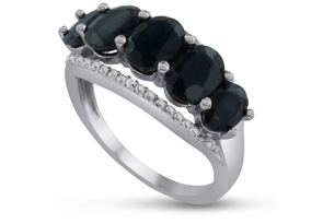 4 1/2 Carat NATURAL Blue Sapphire & 2 Diamond Ring Crafted In Solid Sterling Silver,  By SuperJeweler