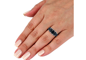 4 1/2 Carat NATURAL Blue Sapphire & 2 Diamond Ring Crafted In Solid Sterling Silver, J-K By SuperJeweler