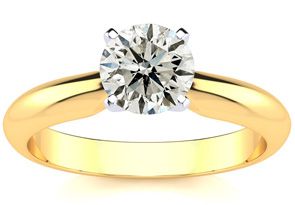 1 Carat Diamond Solitaire Engagement Ring In 14K Yellow Gold (J-K, I2 Clarity Enhanced) By SuperJeweler